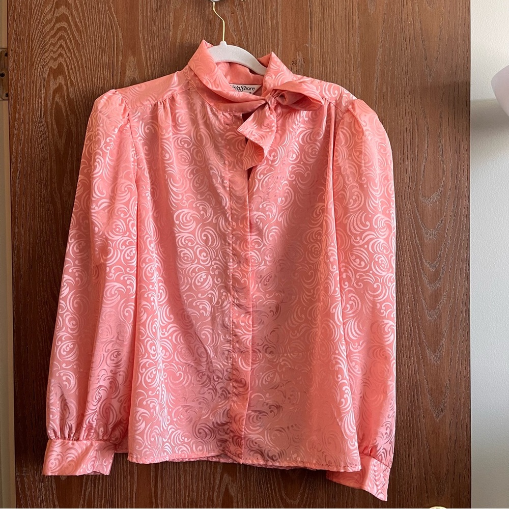 Vintage Ship’n Shore designer collection button up blouse ascot scarf size 12